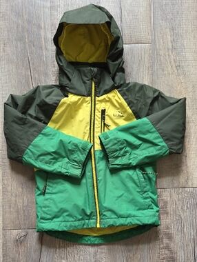 L.L. Bean Kids' Green and Yellow Colorblock Winter Jacket
